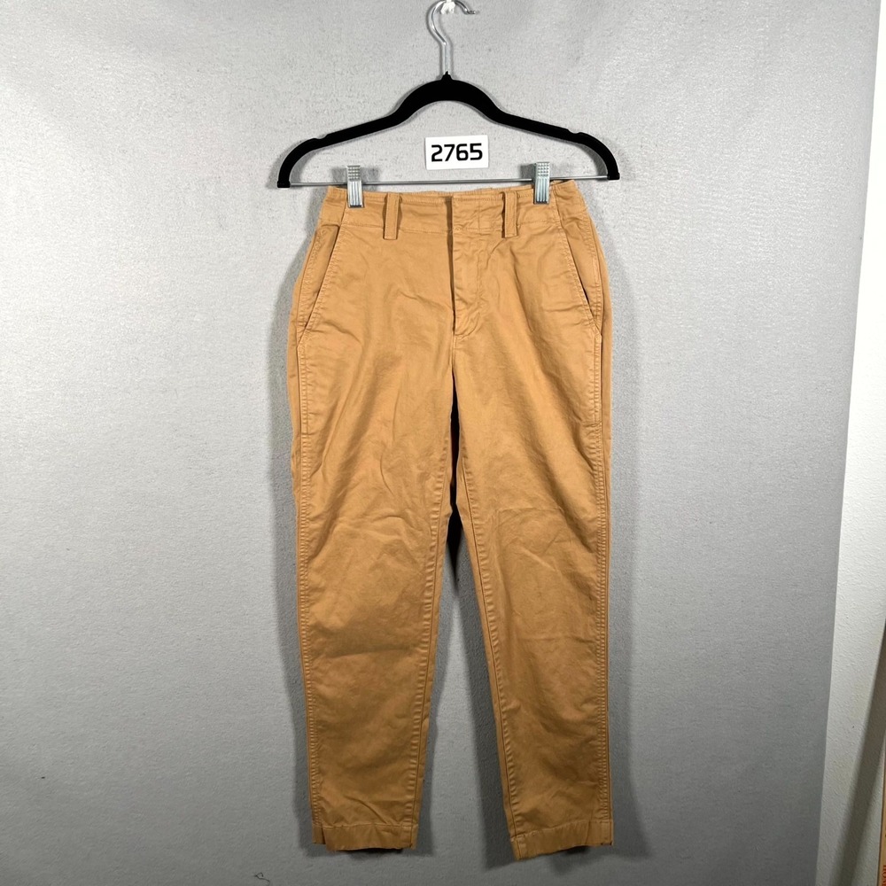 Gap Downtown Khaki Chino Pants Womens 00 Brown Regenerative Cotton Straight Leg